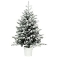 HOMCOM Mini brad de Crăciun 90 cm cu 296 vârfuri, efect zăpadă, ghiveci, mini-brad de masă pentru acasă și birou, Alb(m-1)