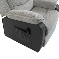 HOMCOM Power Lift Chair for Elderly, Corduroy Recliner with Wide Seat, High Back, USB Port, Side Pockets, Light Grey(m-10)
