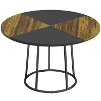 HOMCOM Mesa de Jantar Redonda Ø120 cm para 4-6 Pessoas com Tampo Bicolor, Estilo Industrial, Castanho Rústico e Preto(m-1)