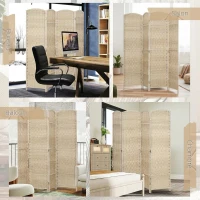 HOMCOM Paravent intérieur en bois 4 panneaux séparateur de pièce pliable pour salon chambre 180 x 180 cm chêne(m-7)