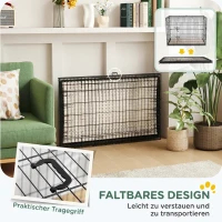 PawHut Hundekäfig klappbar Hundebox mit 2 Türen, Transportkäfig mit ausziehbare Bodenschale Kissen 106 x 71,5 x 76 cm Schwarz(m-7)