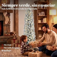 HOMCOM Árbol de Navidad Nevado con 150 Luces LED 150 cm 8 Modos 250 Ramas Verde y Blanco(m-4)