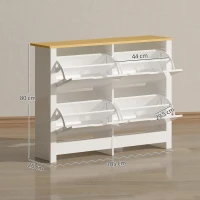 HOMCOM Pantofar Modern pentru max. 16 Perechi, cu 4 Sertare Reglabile și Detașabile, din Lemn, 105x26x80 cm, Alb(m-3)