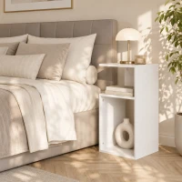HOMCOM Set 2 Mesitas de Salón Modernas con Balda Abierta, para Salón, Dormitorio, Oficina, Blanco(m-5)