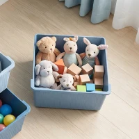 HOMCOM Organizador de Brinquedos com 4 Gavetas Torre de Arrumação para Crianças +3 Anos Cantos Arredondados e Pegas 37x37x76 cm Azul(m-9)