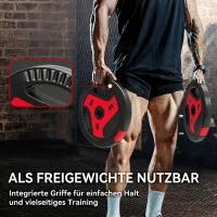 SPORTNOW 4er-Set Hantelgewichte mit 2 x 10/5 kg Gewichte, Hantelscheiben Set mit Griffen Gewichtsscheiben, Schwarz+Rot(m-4)