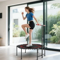 SPORTNOW Trampolino Elastico per Adulti Ø114cm, Tappeto Elastico con Maniglia Regolabile a 36 Molle Bungee, Rosso(m-9)