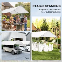 Outsunny 3 x 6m Heavy Duty Carport Garage Car Shelter Galvanized Steel Outdoor Open Canopy Tent Water UV Resistant Waterproof, White(m-7)