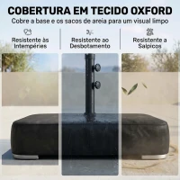 Outsunny Base para Chapéu de Sol com Capa e Sacos de Areia, Base para Chapéu de Sol com Postes Ø48 mm, Recheável com 80 kg de Areia ou 90 kg de Areia Húmida(m-7)