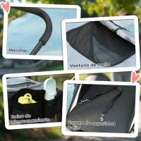 PawHut Carrito para Perros y Gatos Plegable hasta 20 kg Cochecito para Perros Medianos de 3 Ruedas de Goma y Frenos Cojín Gris(m-6)