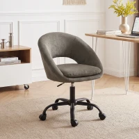 HOMCOM Silla de Oficina Ergonómica en Chenilla, Altura Regulable, Reposabrazos Integrados, Gira 360°, 59x60x79-89cm, Verde Oscuro(m-10)