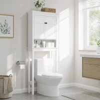 HOMCOM Mueble sobre Inodoro con 2 Puertas Compartimiento y Estante Ajustable Mueble para Baño 70x20x175 cm Blanco(m-9)