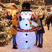 Outsunny Om de Zăpadă Gonflabil de Crăciun 205 cm cu Lumini LED și Muzică Decorațiune de Crăciun pentru Grădină Curte Terasă Casă(m-4)
