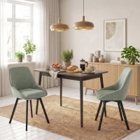 HOMCOM Set de 2 Scaune de Sufragerie Pivotante la 360°, Scaune Bucătărie Căptușite în Chenille, Spătar Curbat, Verde(m-7)