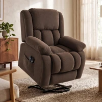 HOMCOM Fauteuil Releveur Électrique, Massage et Chauffage, Repose-Pieds, Dossier Inclinable, Télécommande, 93x104x100cm, Marron(m-9)