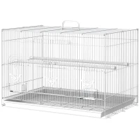 PawHut Jaula para Pájaros 60x41x41 cm Pajarera de Metal con Comederos 2 Perchas 3 Puertas y Asa de Transporte para Pájaros Pequeños Canarios Periquitos Blanco(m-11)