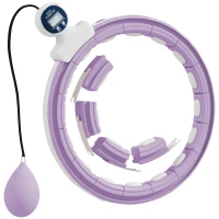 SPORTNOW Smart Weighted Hula Hoop, Massage Hula Ring w/ 16 Detachable Knots, 360° Auto-Rotating Ball, Digital Counter, Purple(m-11)