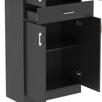 HOMCOM Aparador Alto Armário de Cozinha 4 Portas 2 Armários e 1 Gaveta Central Altura 180 cm com 2 Prateleiras Reguláveis Preto(m-7)