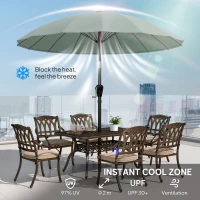 Outsunny 2 m Shanghai Garden Parasol Umbrella with 16 Fibreglass Ribs, Outdoor Parasol Sun Shade with Crank & Tilt, Turquoise(m-4)