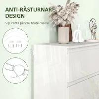 HOMCOM Comodă cu 6 Sertare din PAL, pentru Dormitor, Design Modern și Multifuncțional, 112x34x75 cm, Alb(m-6)