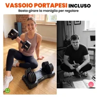 SPORTNOW Set Manubri Regolabili 5 in 1 Quick-Dial 11 kg Nero(m-7)