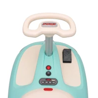 AIYAPLAY 12V Electric Wiggle Car with Pedal, Kids Electric Car with 2 Speeds, Soft Start, Music, Lights for 3-5 Years, Light Blue(m-10)