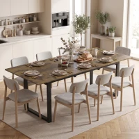 HOMCOM Mesa de Jantar Extensível 140-180 cm para 6-8 Pessoas Retangular em Design Industrial com Estrutura em Aço Aparência de Madeira Tigre(m-2)