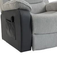 HOMCOM Power Lift Chair for Elderly, Corduroy Recliner with Wide Seat, High Back, USB Port, Side Pockets, Light Grey(m-13)