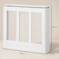 HOMCOM Cobertura de Radiador Branca 90x18x84 cm Cobertura de Radiador de MDF Desenho Modern para Sala de Estar Dormitório Branco(m-3)