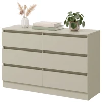 HOMCOM Cómoda de 6 Cajones Sinfonier Moderno, Soporte para TV hasta 47 Pulgadas 100x35x69 cm Marrón Claro(m-11)