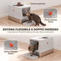 PawHut Lettiera Gatti Acciaio Inox con Coperchio, XL 90 L, Chiusa con Gradino, Paletta, Bordi Alti, Grigio Chiaro(m-5)