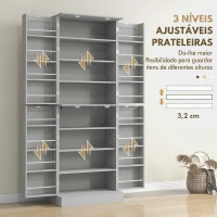 HOMCOM Armário Despenseiro de Cozinha com 4 Portas e Prateleiras Ajustáveis para Sala de Estar e Sala de Jantar, Cinzento(m-5)