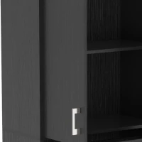 HOMCOM Aparador alto armario de cocina 4 puertas 2 armarios y 1 cajón central altura 180 cm con 2 estantes regulables negro(m-9)