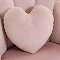 HOMCOM Accent Chair Velvet Upholstered Armchair Lotus Back Heart Pillow Lumbar Pillow Metal Legs Soft Pink(m-10)