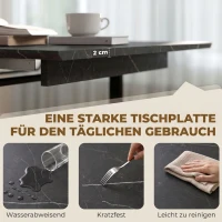 HOMCOM Uitschuifbare eettafel 140-180 cm voor 6-8 personen, rechthoekig, industrieel design met stalen frame, zwart(m-7)