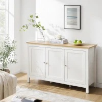 HOMCOM Sideboard, Buffet Cabinet with Doors and Adjustable Shelves for Living Room, Entryway, White(m-8)
