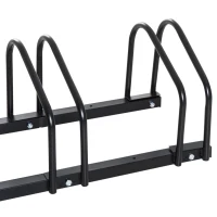 HOMCOM Aparcamiento para 3 Bicicletas Soporte de Acero para Aparcar Bicicletas en el Suelo Estacionamiento para Interior y Exterior 70,5x33x27 cm Negro(m-9)