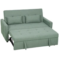 HOMCOM Sofá Convertible 2 Plazas 3 en 1, Sofá Cama Clic Clac 160 cm, Respaldo Ajustable, Asiento Amplio, 2 Cojines, Verde(m-12)