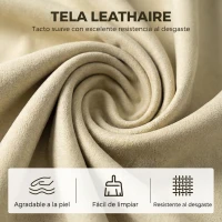 HOMCOM Silla Mecedora de Leathaire con Bolsillos Laterales Patas de Madera Acolchado Grueso para Salón Dormitorio Beige(m-6)