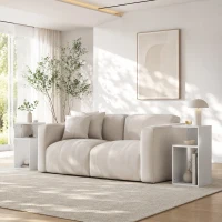 HOMCOM Conjunto 2 Mesas de Apoio Modernas com Prateleira Aberta, para Sala de Estar, Quarto, Escritório, Branco(m-2)