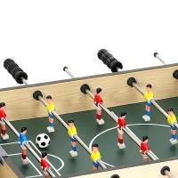 SPORTNOW Baby-Foot Enfant 18 Joueurs 2 Balles, Barres 360°, Poignées Antidérapantes, Compteurs de Score, 75x66x75cm, Bois Naturel(m-14)