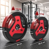 SPORTNOW 4er-Set Hantelgewichte mit 2 x 10/5 kg Gewichte, Hantelscheiben Set mit Griffen Gewichtsscheiben, Schwarz+Rot(m-3)