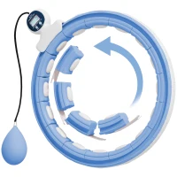 SPORTNOW Smart Weighted Hula Hoop, Massage Hula Ring w/ 16 Detachable Knots, 360° Auto-Rotating Ball, Digital Counter Light Blue(m-1)