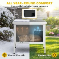 PawHut Outdoor Cat House, Insulated Cat Shelter with Insulated Liner, Waterproof Asphalt Roof, Escape Door, Opening Top(m-4)