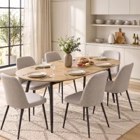 HOMCOM Mesa de Comedor Extensible Ovalada para 4-6 Personas con Patas de Hierro y Bordes Redondeados Estilo Rústico Roble(m-10)