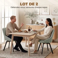 HOMCOM Lot de 2 Chaises de Salle à Manger Pivotantes à 360°, Chaises Cuisine Rembourrée en Chenille, Dossier Incurvé, Vert(m-4)