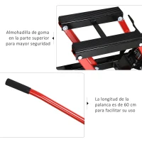 DURHAND Gato Hidráulico de Motocicletas Soporte 680 kg Elevador ATV para Garaje Pista Altura Ajustable 24-36 cm con Plataforma Almohadilla Antideslizante de Alta Resistencia 110x36x67 cm Negro y Rojo(m-5)