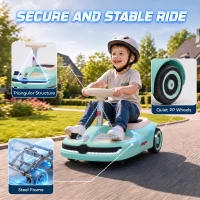 AIYAPLAY 12V Electric Wiggle Car with Pedal, Kids Electric Car with 2 Speeds, Soft Start, Music, Lights for 3-5 Years, Light Blue(m-6)