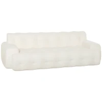 HOMCOM Canapea 3 locuri din chenille 211 cm, canapea living, șezut adânc, livrat comprimat fără asamblare, crem(m-8)