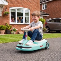 AIYAPLAY 12V Electric Wiggle Car with Pedal, Kids Electric Car with 2 Speeds, Soft Start, Music, Lights for 3-5 Years, Light Blue(m-14)